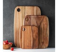 Solid Acacia Wood Chopping Board Set of 3 - Non-Toxic Large Wooden Cutting Boards for Kitchen, Heavy Duty Chopping Board Set with Butcher Block, Serving Trays for Meat, Fruit & Cheese - Gift Ready