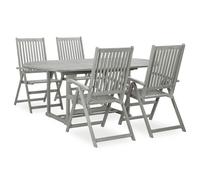 (7) vidaXL Solid Acacia Wood Garden Dining Set Outdoor Oval/Rectangular 5/7 Piece