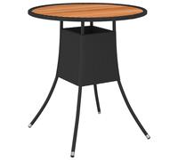 Solid Acacia Wood Garden Dining Table Black Poly Rattan Outdoor Patio vidaXL