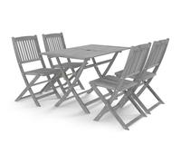 Solid Acacia Wood Garden Dining Wooden Table & Chair Grey Set 5/7 Piece vidaXL