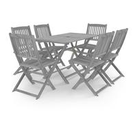 Solid Acacia Wood Garden Dining Wooden Table & Chair Grey Set 5/7 Piece vidaXL