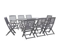 Solid Acacia Wood Garden Dining Wooden Table & Chair Grey Set 7/9 Piece vidaXL