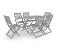 Solid Acacia Wood Garden Dining Wooden Table & Chair Grey Set 7/9 Piece vidaXL