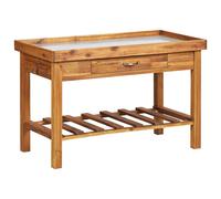 vidaXL Garden Work Bench With Zinc Top Solid Acacia Wood, Brown