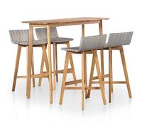 Solid Acacia Wood Outdoor Bar Set Poly Rattan Table Chair 5/7 Piece vidaXL