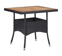Solid Acacia Wood Outdoor Dining Table Poly Rattan Furniture Black/Grey vidaXL