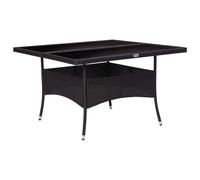 (black) vidaXL Solid Acacia Wood Outdoor Garden Dining Table Poly Rattan Multi Colours