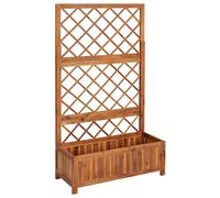 vidaXL Solid Acacia Wood Raised Bed with Trellis Outdoor Planter Flower Bed