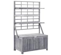 vidaXL Solid Acacia Wood Storage Box with Trellis Grey 99x55x160 cm Sunbed
