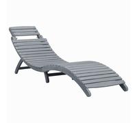 Solid Acacia Wood Sun Lounger Grey Wash Foldable Bed Outdoor Sauna vidaXL