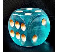Solid Acrylic 40MM Jumbo DND Dice 6 Sided with Pips, Large Moonstone Teal D6 Dice, Big Playing Dice Party Dice