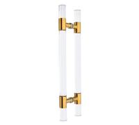 Solid Acrylic Door Handles Heavy Duty, Clear Crystal Door Hardware Kit, Push Pull Handle Double Sided, Large Glass Door Pulls(Gold,100cm(39 3/8"))