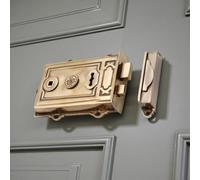Solid Aged Brass Davenport Rim Lock Victorian Traditional Antique Door Old Style