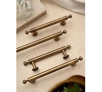 Solid Antique Brass Handle Ribbed Kitchen Cabinet Pull Wardrobe Single Hole Drawer Knob Furniture Dresser Handles(837-128-HGT)