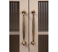 Solid Antique Brass Handles Spiral Ribbed Drawers Bedroom Wardrobes Kitchen Cabinet Doors Antique Single Hole Knobs(Pitch-Row-128mm)