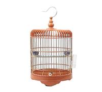 Solid Bamboo Plastic Bird Cages Hanging Birdhouses Brown Bird Carrier Small Animals Cages Garden Decor (Brown)