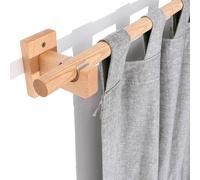 Solid Beech Wood Curtain Rod 280cm (110.2in) - Durable Single Track with Side-Mounted Bracket & Perforated Design for Elegant Window Treatments, Perfect for Home Decor