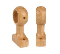 Solid Beech Wood Curtain Rod Brackets - Heavy Duty 35mm Brackets for 1-3/8" Rods (1 Piece)(Log-1pc)