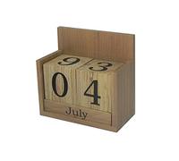 Solid Beech Wood Perpetual Calendar - Desk Top Office Eternal Wooden Blocks Decoration Birthday Present