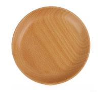 Solid Beech Wood Round Dinner Plate Yellow Natural Serving Tray For Appetizer Cheese Fruit Salad Hotel Restaurant Tableware 13cm(24 * 24 * 2CM)