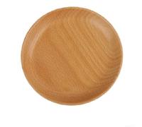 Solid Beech Wood Round Dinner Plate Yellow Natural Serving Tray For Appetizer Cheese Fruit Salad Hotel Restaurant Tableware 13cm(15 * 15 * 2CM)