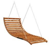 Solid Bent Wood Swing Bed with Teak Finish Hanging Wave Lounge Garden vidaXL