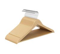 SONGMICS Wooden Hangers, Pack of 20, Coat Hangers, Pants Bar, 360° Swivel Hooks, Solid Birch Wood, for Jackets, Shirts, Coats, Natural Beige CRW040K01