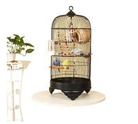 Solid Bird Cage Seed Catcher Handmade Bird Carrier Metal Stainless Steel Round Cage Parrot Pearl Bird Cage Creative Alloy Silk Bird Cage with Hanging Ladder Toy 75CM Flight Cage (A)