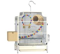 Solid Bird Flight Cage Rust Resistant Metal Cage with Rooftop Ladder and Playtop for Cockatiels Parakeets Lovebirds Flight Perches Birdcage (B 33.8x31x45.5cm)