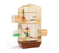 Solid Birdcages Large Breeding Bird Cage Wrought Iron Birdcage with Feeding Boxes Creative Gold Bird Cages Pet House for Home (E)