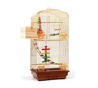 Solid Birdcages Large Breeding Bird Cage Wrought Iron Birdcage with Feeding Boxes Creative Gold Bird Cages Pet House for Home (C)