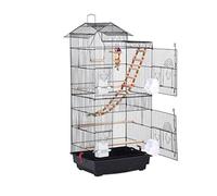 Solid Birdcages Luxury Metal Bird Cage Large Bird Carriers High Capacity Bird House Carrier Wrought Iron Birdcage for Travel Home (Black)