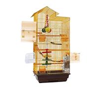 Solid Birdcages Square Bird Carriers High Capacity Retro Bird Cage Portable Bird House Carrier Large Bird House for Home Garden (Gold)