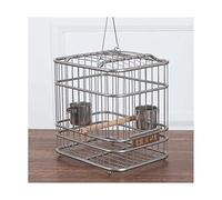 Solid Birdcages Wrought Iron Birdcage with Handle Hanging Bird House Carrier Portable Bird Cage Silver Bird Cages for Home Crate (Large)