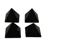 Solid Black Agate Pyramid Spiritual Reiki Natural Stone Chakra Crystal Pyramid Set of 4 Pcs 2 inches - Blessfull Healing