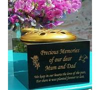 Solid Black Granite Memorial Vase Flower Holder Personalised Any Wording