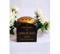 Solid Black Granite Memorial Vase Flower Holder Personalised Any Wording Larger Size