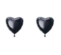 Solid Black Heart Foil Balloon (45cm) 1 Count - Stunning and Romantic Love Celebration Decoration, 18" (Pack of 2)