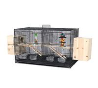 Solid Black Iron Wire Decorative Bird Cages with Food Box Stand Bar Separate Net Tray Parrot Cages Bird Carrier (Black 60cmb)