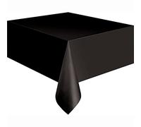 Solid Black Short Fold Rectangular Plastic Table Cover (137cm x 274cm) 1 Count - Elegant & Durable Tablecloth for Parties, Events, and Home Use