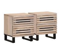 (solid bleached wood, 2 pcs) vidaXL Bedside Cabinet Nightstand Bed Cabinet Bed Table Solid Wood Reclaimed
