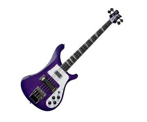 Solid Body Electric Bass Guitar, Purple Classic Tribute Style with Dual Pickups, Full Size 4-String for Rock Stage Performance (Bajo Eléctrico)