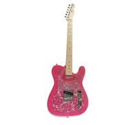 Solid Body Electric Guitar, Pink Paisley, Maple Fretboard with Single-Coil Pickups, Full Size 39" for Stage Performance & Studio Recording (Guitarra Electrica)