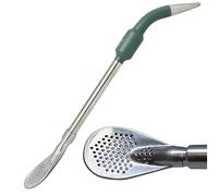 Solid Bombilla with Block Mouthpiece for Yerba Mate | Green | Stainless Steel | Gaucho Bruno