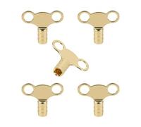 Solid Brass 5mm Universal Radiator Bleed Key, 5 Pack - Heavy Duty Valve Clock Key for Air Venting and Bleeding UK Radiators, Easy-to-Use Plumbing Tool for Central Heating Systems