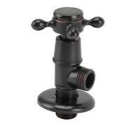 Solid Brass Angle Stop Valve Heavy Duty Retro Style Water Shut Off Valve for Bathroom Sink Kitchen Faucet Toilet Plumbing Hot Cold Water Supply Durable Brass Construction (Black)