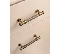 Solid Brass Antique Furniture Door Handle Ribbed Romance Style Bronze T-Bar Kitchen Cabinet Pull Wardrobe Door Copper Knob(Pitch-row-96mm)