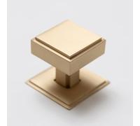 Solid Brass Art Deco Kitchen Pull Handles & Knobs with Backplates - Satin Brass Finish Art Deco Cabinet Knob & Backplate