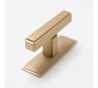Solid Brass Art Deco Kitchen Pull Handles & Knobs with Backplates - Satin Brass Finish Art Deco T-bar Handle & Backplate