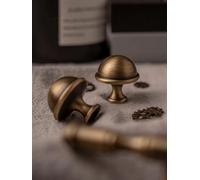 Solid Brass Brushed Antique Brass Pull Kitchen Cabinet Handle Wardrobe Drawer Knob Bronze Handles Furniture Cabinets Accessories(Knob-32mm)